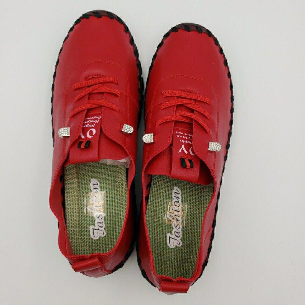 Women's Red Casual Sneakers - Comfortable Everyday Shoes - Picture 12 of 15